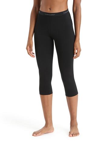 Icebreaker Merino 200 Oasis 3/4 Thermal Leggings Naisten Base Layers Mustat | FI 1872VRWD